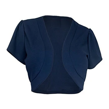 Kadın Kısa Kollu Kırpılmış T Shirt Kısa Bolero Omuz Silkme Katı Açık Dikiş Bayanlar İnce Palto Kabanlar