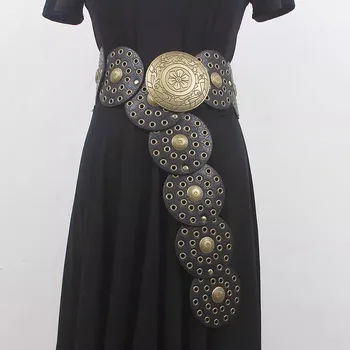 Kadın Moda PU Deri Hollow Out Vintage Kuşak kadın elbisesi Korseler Kemer Kemerler Dekorasyon geniş bant R2573