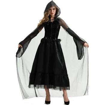 Kadın Siyah Kötü Cadı Kostümleri Cosplay Yetişkin Kadın Cadılar Bayramı Kar Beyaz Prenses Vampir Rol Yapma Oyunları Fantastik Üniforma