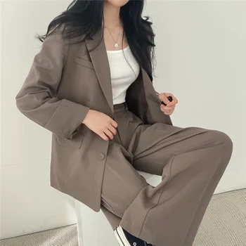 Kadın Takım Elbise Moda Rahat Mizaç Üstleri Ceket Pantolon İki parçalı Bayan Kore Ofis Commuting Blazer Seti 2023 İlkbahar Sonbahar Yeni