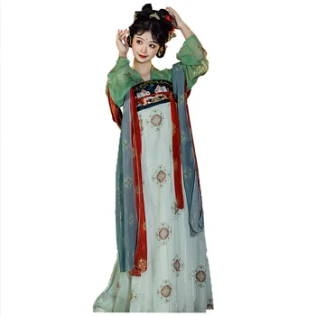 Kadınlar için antik Çin Geleneksel Hanfu Elbise Tavşanlar Nakış Cosplay Kostüm Kısa Üstleri Çiçek Etek