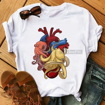 Kalp Çiçek T Shirt Moda 3d Kalp Baskı T-shirt kadın Crewneck Kısa Kollu Beyaz Yaz Moda Erkek ve Kız Tees
