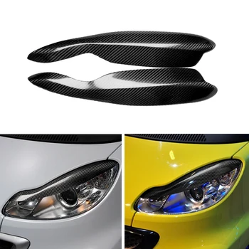 Karbon Fiber Araba Far Lambası Kaş Eyelid Kaşları Sticker Mercedes-benz Smart Fortwo İçin W451 2007-2014 ABS Göz Kapakları