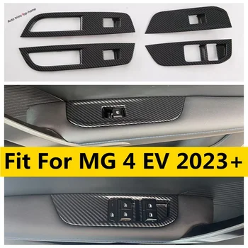 Karbon Fiber Bakır Kapı Kolu Tutucu Pencere Kaldırma Düğmesi Anahtarı Kapağı Trim Anahtarı Açık Yakın MG 4 EV 2023 2024 Aksesuarları