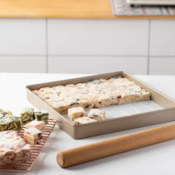 Kare Kek fırın tepsisi Kalınlaşmış Gıda Çelik Organizatör Pasta Pizza Ekmek kurabiye kalıbı Tepsi Yapışmaz Karbon Mutfak Bakeware Araçları