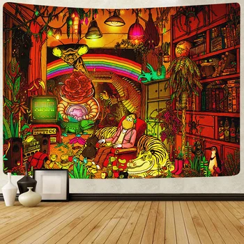 Karikatür Fantezi goblen Boyama Bezi Psychedelic Goblen Duvar Asılı Polyester İnce Kanepe Battaniyesi Duvar Halıları doku duvar