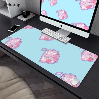 Karikatür Çilekli Süt Mouse Pad Anime Büyük Kauçuk Oyun Hızlı Kawaii Mousepad Klavye Kilitleme Kenar Otaku Bilgisayar sümen