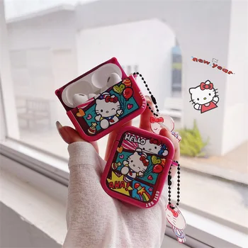 Kawaii Sanrio kulaklık kutusu Hello Kittys Aksesuarları Sevimli Karikatür Anime Geçerlidir Airpods Pro123 koruyucu kapaklar Oyuncak Kız Hediye için
