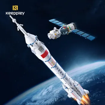 Keeppley Uzun Mart 2 İnsanlı Roket Modeli Yapı Taşı Uzay Oyuncak Ekleme Dekorasyon çocuk Oyuncak doğum günü hediyesi