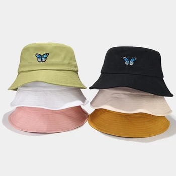Kelebek Nakış Düz Üst Kadın Gölge balıkçı şapkası Güneş Koruma İlkbahar Yaz Moda Unisex Havza Kap balıkçı şapkası