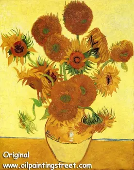 Keten tuval üzerine yağlıboya üreme,Güneş Çiçek Vincent Van Gogh tarafından,ücretsiz DHL Kargo,100% el yapımı
