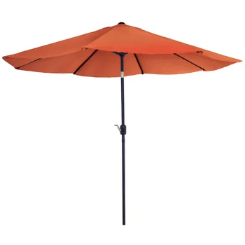 Kolay Krank ve Otomatik Eğimli Veranda Şemsiyesi Açık Masa Şemsiyesi 10 ft Saf Bahçe (Turuncu)
