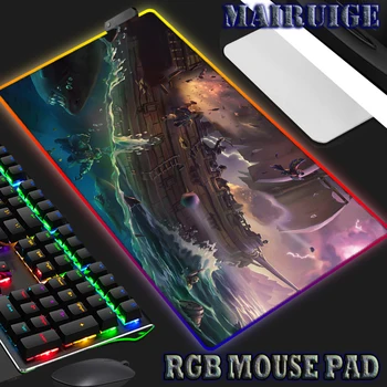 Korsan Gemisi RGB Oyun Mouse Pad Bilgisayar Büyük Mousepad Arkadan Aydınlatmalı XXL fare altlığı LED Oyun Fare Halı 900x400 sümen CS için