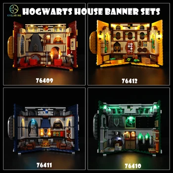 Kyglaring led ışık Kiti 76409 76410 76411 76412 Hogwarts evi afiş setleri Blok Modeli (Dahil Değildir Yapı Taşları)