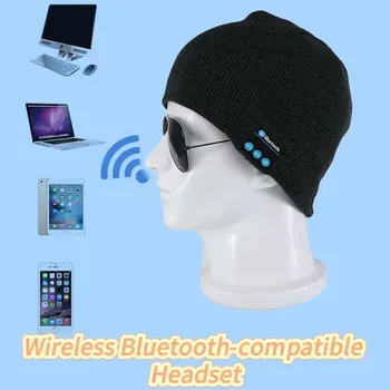 Kış Bluetooth Uyumlu Kulaklık USB Şarj Edilebilir Müzik Kulaklık Örgü Şapka Kap Kablosuz Spor Kulaklık Erkekler Kadınlar İçin