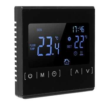 LCD Dokunmatik Termostat Programlanabilir elektrikli yerden ısıtma sistemi Termoregülatör AC 85-250V (Siyah)