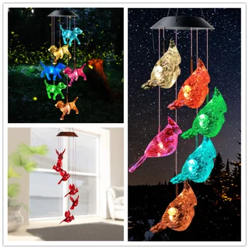 LED güneş ışıkları açık güneş ışıkları rüzgar ahenge lamba LED renkli hummingbird yavru Noel dekoratif bahçe aydınlatması