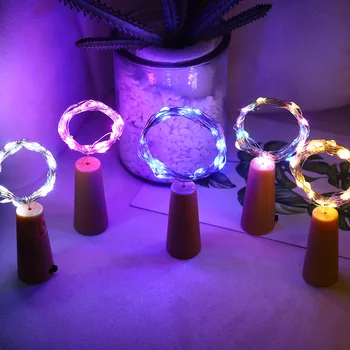 LED peri ışıkları pil kumandalı şarap şişesi mantarı ışık dize noel Garland düğün parti kapalı noel yatak odası dekorasyon