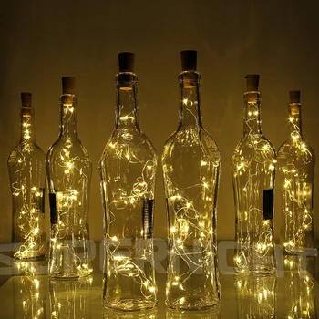LED şarap şişesi mantarı dize ışıkları peri ışıkları çelenk bakır tel Tatil Lambası DIY Noel Bar Düğün Parti dekorasyon