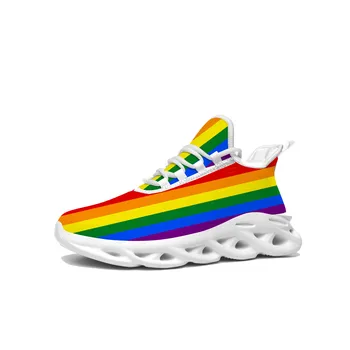 LGBT ocmogıc Gurur gökkuşağı Flats Sneakers Erkek Kadın Spor koşu ayakkabıları Yüksek Kalite DIY Sneaker özelleştirme Ayakkabı