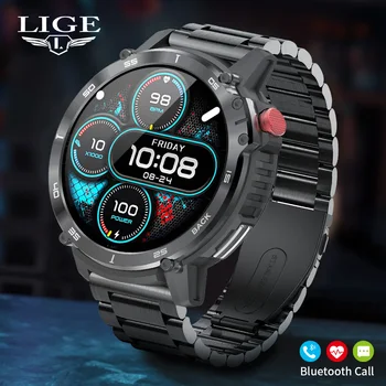 LIGE 2023 YENİ 3ATM akıllı saat Erkekler Bluetooth Çağrı 1.6 inç Tam Dokunmatik Ekran Büyük Pil Bilezik Su Geçirmez ios için akıllı saat
