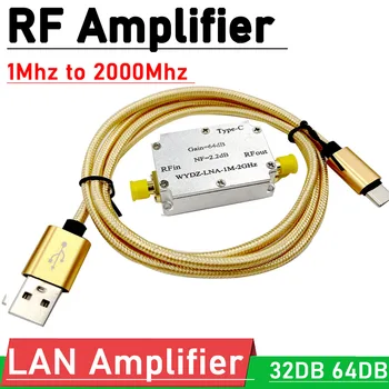 LNA RF sinyal amplifikatörü 1 M-2G 32DB 60DB Kazanç NF 2.2 dB Düşük gürültü AMP AMATÖR radyo SDR Alıcısı 433M 1.5 G GPS FM TİP-C güç