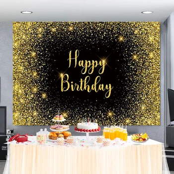 Laeacco Doğum Günü Backdrop Afiş Afiş Glitter Altın Polka Dots Doğum Günü Partisi Düğün Çocuk Portre Fotoğrafçılığı Arka Plan