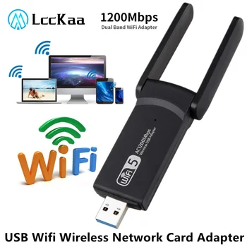 LccKaa USB wifi adaptörü Ağ Kartı 1200Mbps AC Çift Bant Wifi 5G / 2.4 G Kablosuz USB Lan ethernet adaptörü İçin bilgisayar masaüstü Dizüstü Bilgisayar