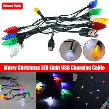 Led ışık USB kablosu DCIN Şarj Kablosu Android Telefon İçin Promosyon Tipi C şarj kablosu Merry Christmas Aydınlık Lamba Dropship
