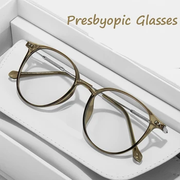 Lüks Bayanlar yuvarlak çerçeve okuma gözlüğü moda mavi ışık engelleme gözlük Unisex uzak görüş presbiyopi gözlük 0 İla + 4.0