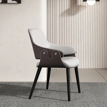 Lüks Deri İskandinav yemek sandalyeleri Tasarım Kol Dayama Rahat Döşemeli Sandalye Yönetici Arkalığı Sillas De Comedor Mobilya
