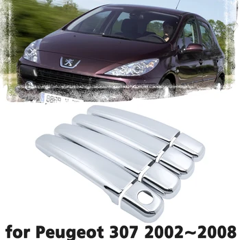 Lüks Krom Kapı kulp kılıfı Tim koruma kapağı için Peugeot 307 2002 2003 2004 2005 2006 2007 2008 Araba Aksesuarları Etiket