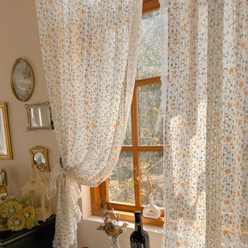 Lüks İskandinav Tarzı Perdeler Yatak Odası Karartma Dantel Kısa Perdeler Vintage Cortinas De Dormitorio Oturma Odası Dekorasyon WZ50CL