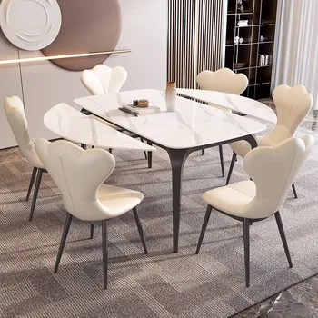 Lüks İskandinav yemek masası Beyaz Yuvarlak Tasarım Modern yemek masası Uzatılabilir Minimalist Masa Pliante Oturma Odası Mobilya