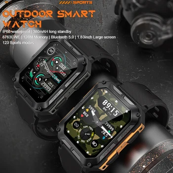 MAFAM C20Pro Açık akıllı saat Spor Bandı Erkekler için 1.83 inç Ekran Bluetooth Çağrı IP68 Su Geçirmez Uzun Bekleme Saatler Bant