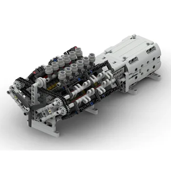 MOC Yaratıcı Elektrikli DIY Yüksek teknoloji Parçaları Yapı Taşları Motor V12 Motor Şanzıman geri vitesli atv parçaları Mekanik Grup Model Oyuncaklar