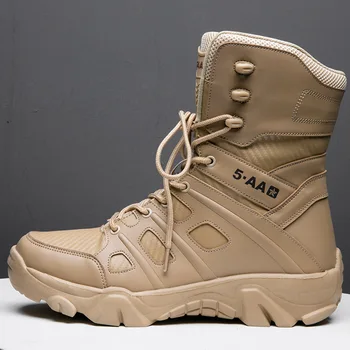 Marka Erkek Askeri Bot Açık yürüyüş botları kaymaz lastik çizmeler Taktik Çöl Savaş Botları Ordu iş ayakkabısı Erkekler Sneakers