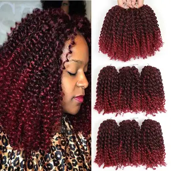 Marly Bob saç ekleme 8 İnç Ombre Sentetik Marly Jerry Kıvırmak Jamaikalı Sıçrama Tığ Saç Afro Kinky Kıvırcık Tığ Örgüler