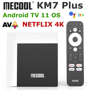 Mecool KM7 Artı Android 11 TV Kutusu Google Sertifikalı Android TV 11 OS Netflix 4K Akış Kutusu Amlogic S905Y4 AV1 Medya Oynatıcı