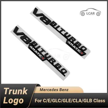 Mercedes Benz C/E / CLA / GLB / GLA Sınıfı Siyah Araba Harfler V8 BITURBO 4MATIC 3D Amblem Arka Bagaj Yıldız logo çıkartmaları Aksesuarları