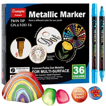 Metalik boya kalemi 36 Renk Boya Kalemleri Akrilik İşaretleyici Kalıcı resim kalemi Çift İpuçları Akrilik İşaretleyici Tüm Yüzey için