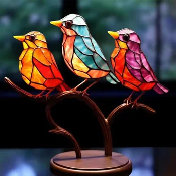 Mini Lekeli Sinek Kuşu Renkli Pencere Kuş Zanaat Heykeli Süsler Metal Tropikal Kuş Süslemeleri Aile Kapı El Sanatları
