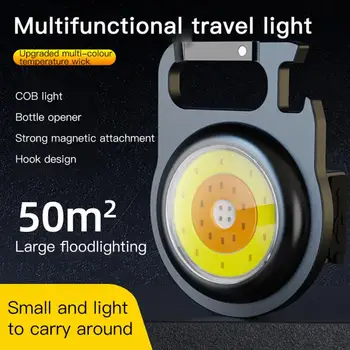 Mini Çok Fonksiyonlu el feneri COB taşınabilir anahtarlık çalışma ışığı acil meşale USB şarj kamp parlak çadır balıkçılık lambası