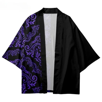 Moda Streetwear Baskı Geleneksel Kimono Casual Erkek Kadın Hırka Cosplay Gömlek Harajuku Japon Samurai Büyük Boy Haori