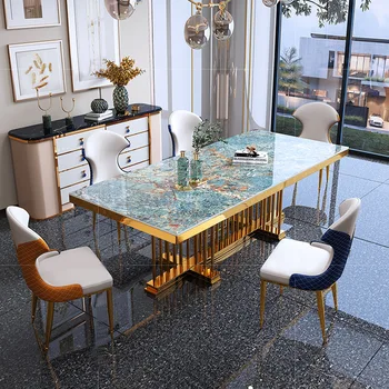 Modern Mermer Yemek Masası Ve Sandalyeler Kombinasyonu Restoran Kaya İskandinav Ev Yemek Odası İskandinav Sağlam Mobilya