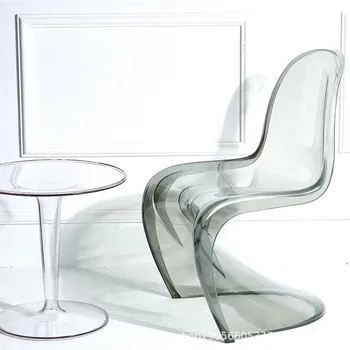 Modern minimalist ve yaratıcı akrilik plastik yemek sandalyeleri, güzellik sandalyeleri, kristal şeffaf