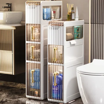 Modern sadelik Yarık Dolabı Lüks Banyo Depolama Rafı Tuvalet Akrilik Zemin Depolama Dolabı mutfak çekmecesi Organizatör