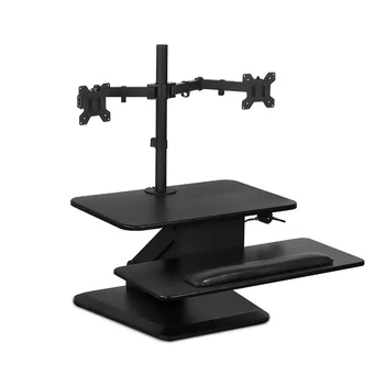 Monte et! Oturmak Standı ayaklı masa Dönüştürücü ile Çift Monitör Dağı Combo / Siyah