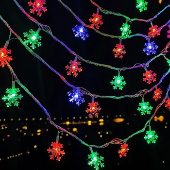Noel Kar Tanesi LED Dize İşık Garland noel dekorasyonları Parti Ev Noel Noel Baba Hediyeler Navidad 2023 Mutlu Yeni Yıl Doğum