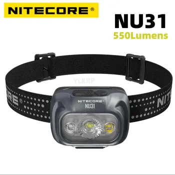 NİTECORE NU31 üç ışık kaynağı USB-C şarj edilebilir kafa lambası 550 Lümen Trail koşu balıkçılık Trekking far dahili pil